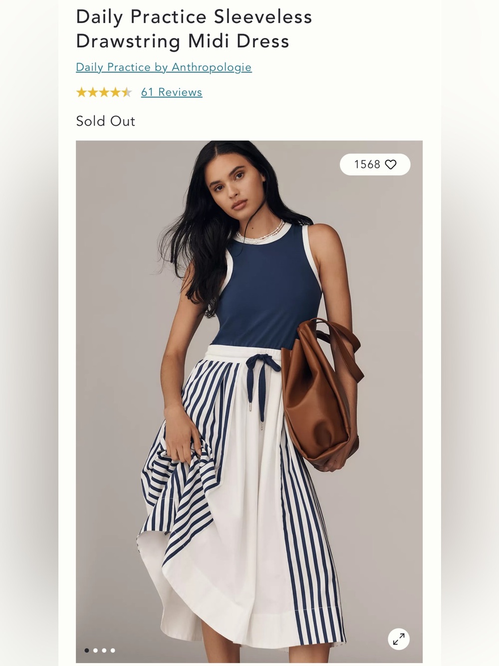 Daily Practice Sleeveless Drawstring Midi Dress By Anthropologie